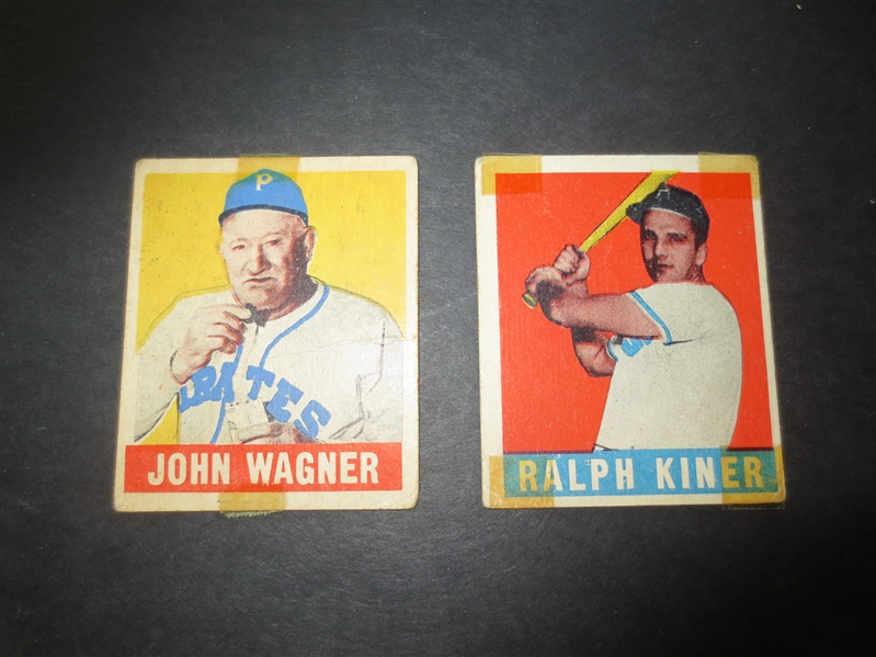 1949 Leaf Honus Wagner + 1949 Leaf Ralph Kiner baseball cards in affordable condition!