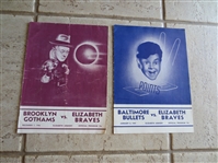 (2) 1946-47 Elizabeth Braves Pro Basketball Programs vs. Baltimore Bullets and Brooklyn Gothams