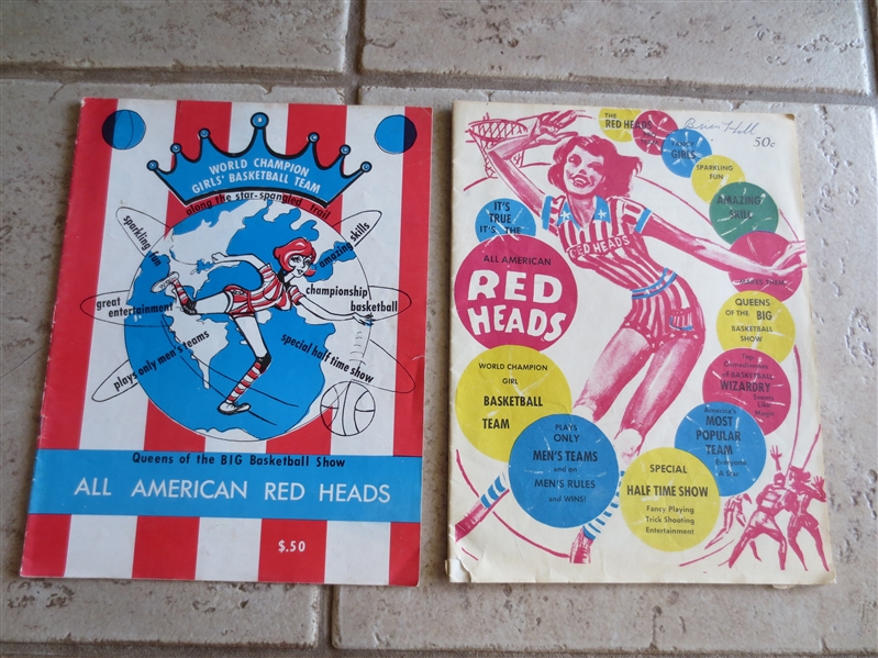 (2) different 1960's All American Red Heads Ladies Pro Basketball Programs