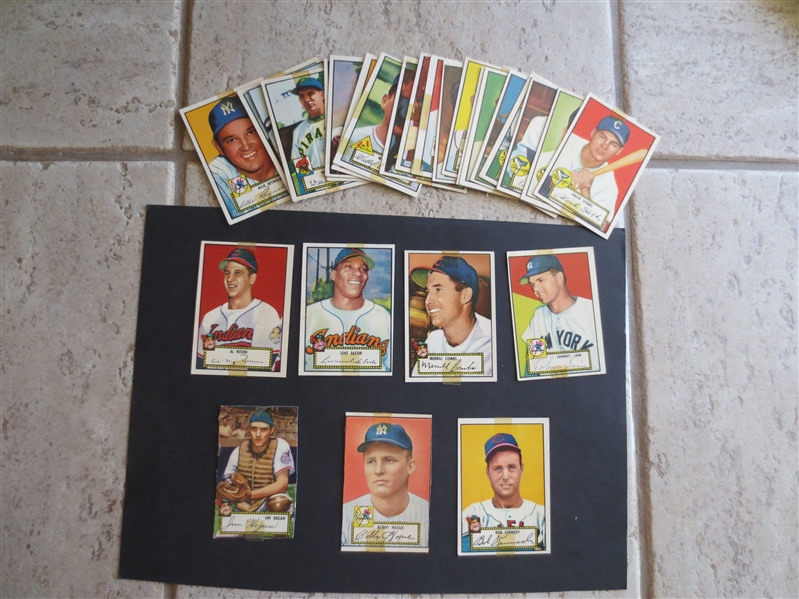 (28) different 1952 Topps Baseball Cards in affordable condition including Rosen, Easter, Reynolds