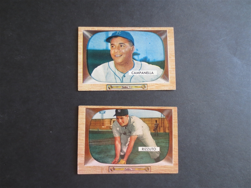 1955 Bowman Roy Campanella and Phil Rizzuto baseball cards in very nice shape!