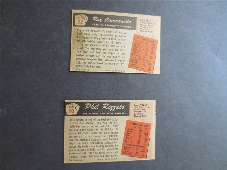 1955 Bowman Roy Campanella and Phil Rizzuto baseball cards in very nice shape!