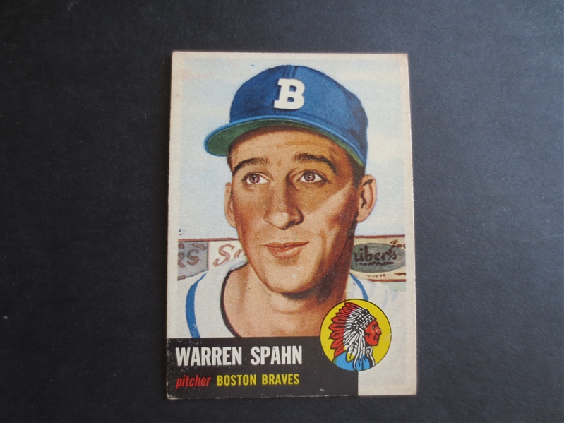 1953 Topps Warren Spahn baseball card #147 in nice condition!