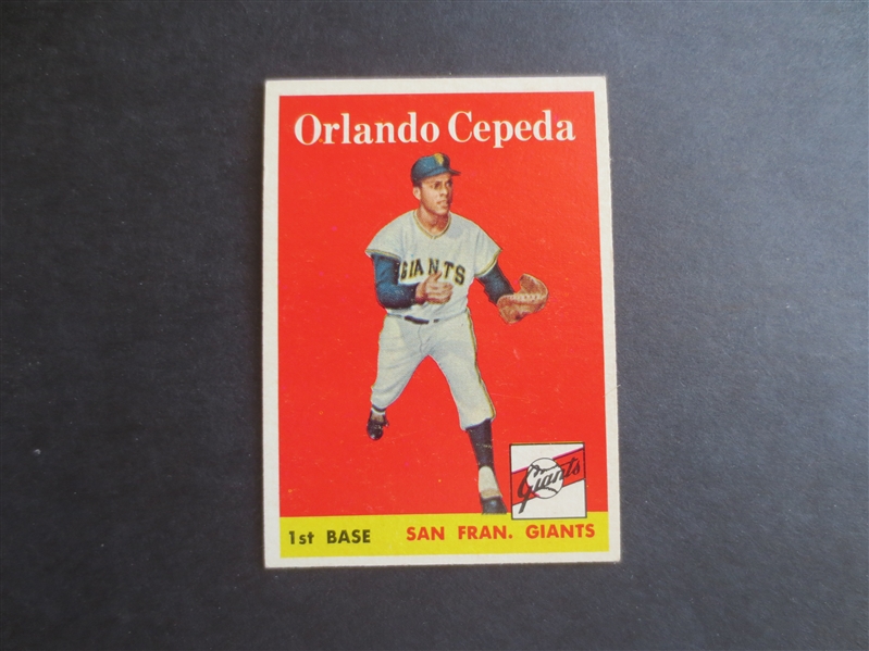 1958 Topps Orlando Cepeda Rookie baseball card in great shape! #343