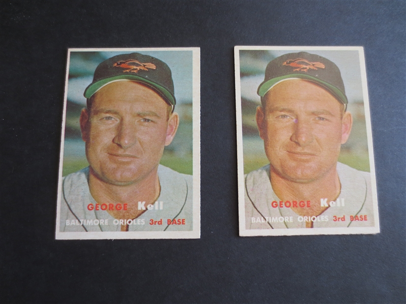 (2) 1957 Topps George Kell baseball cards in very nice shape #230