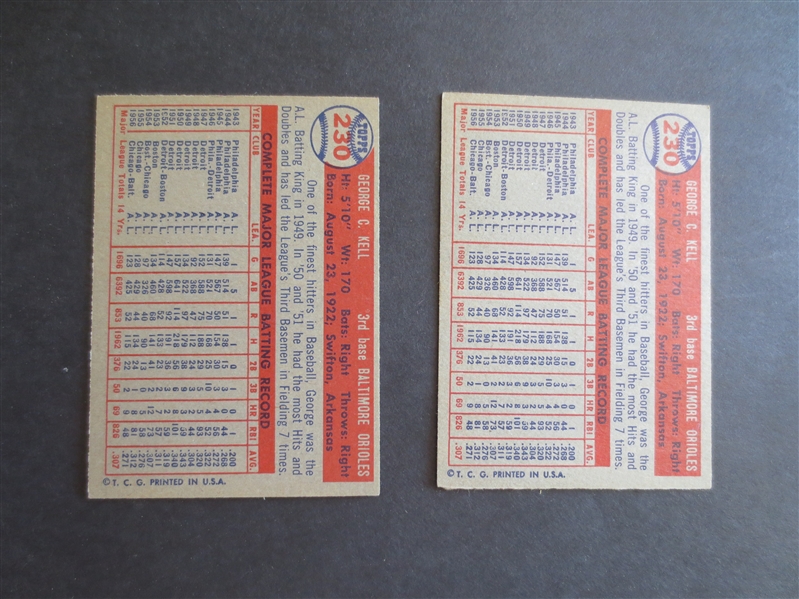 (2) 1957 Topps George Kell baseball cards in very nice shape #230