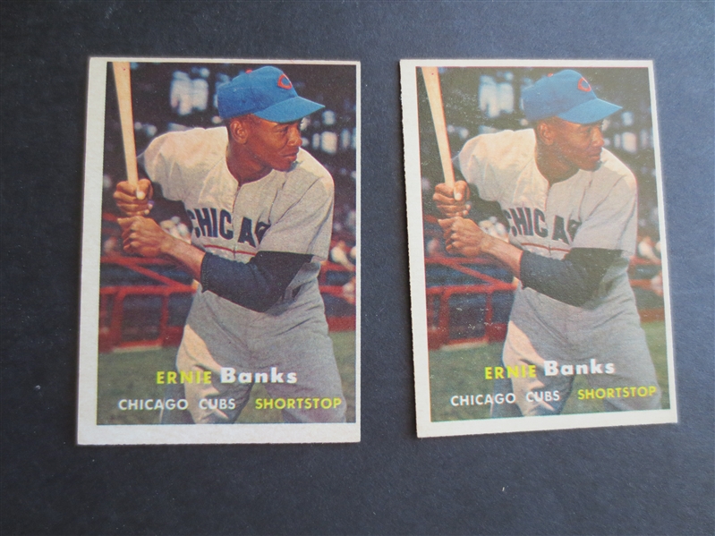 (2) 1957 Topps Ernie Banks baseball cards #55 in very nice shape!