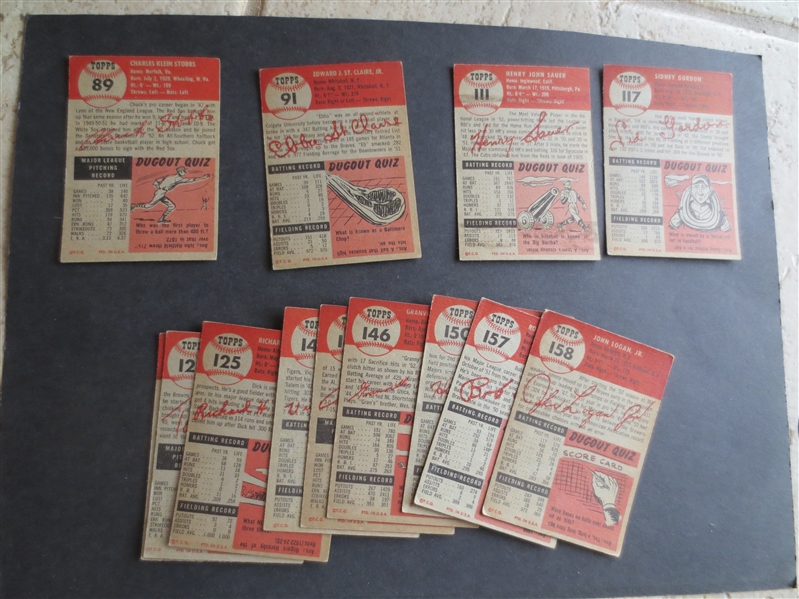 (13) different 1953 Topps Baseball Cards