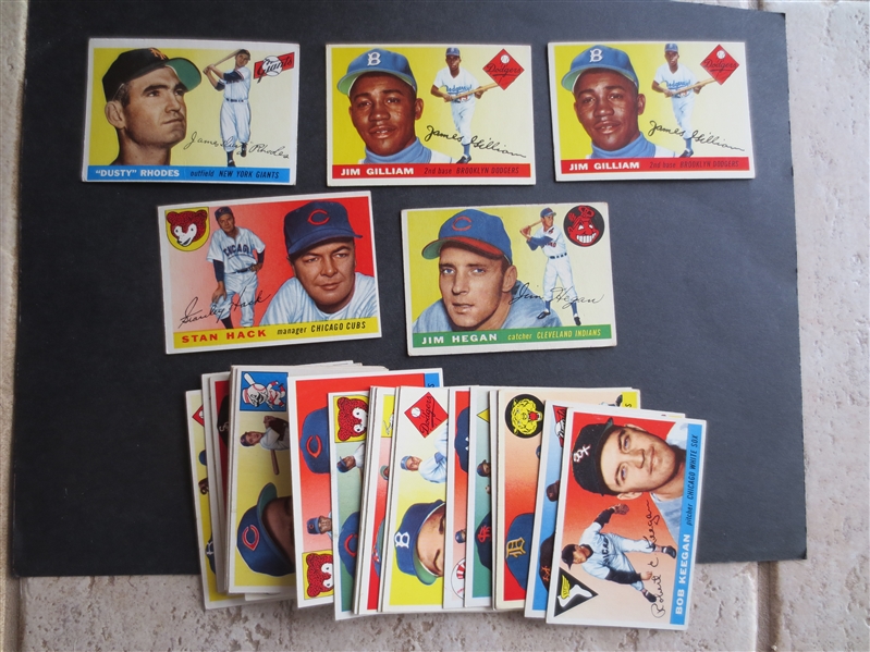 (36) 1955 Topps Baseball cards in very nice shape with Dusty Rhodes #1 and two Jim Gilliam