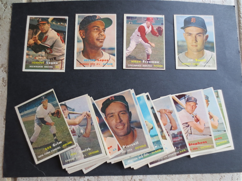 (34) 1957 Topps Baseball Cards in very nice condition with a few duplicates