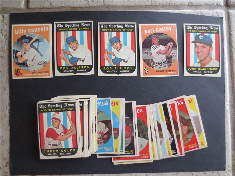 (57) 1959 Topps baseball  cards in great shape with some duplication