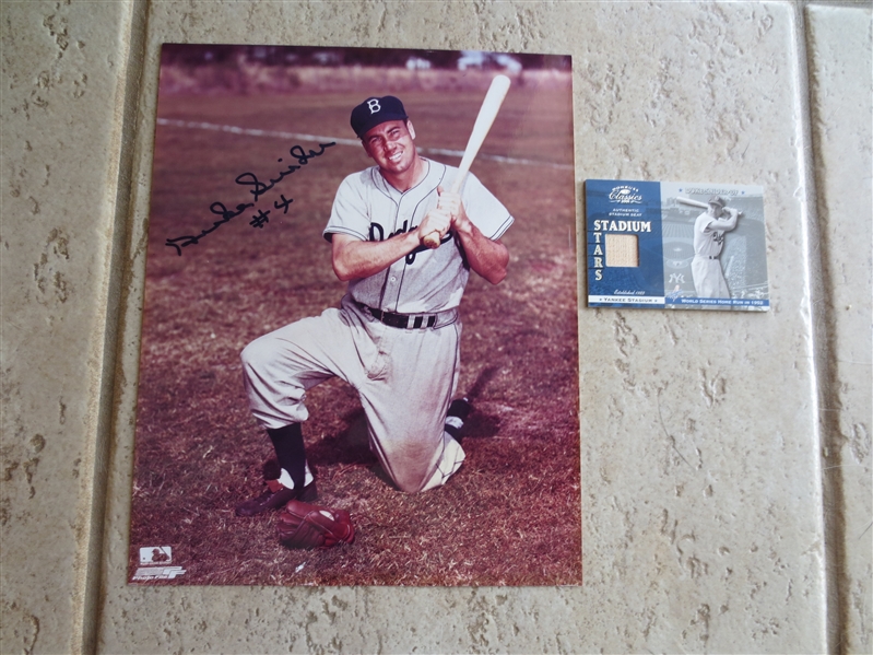 Autographed Duke Snider Color Photo + Snider Authentic Stadium Seat card from Donruss Classics