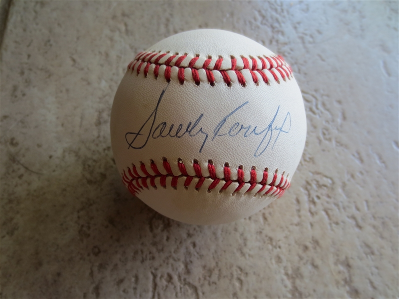 Autographed Sandy Koufax Single Signed Rawlings Official NL William White Baseball signed on the sweet spot