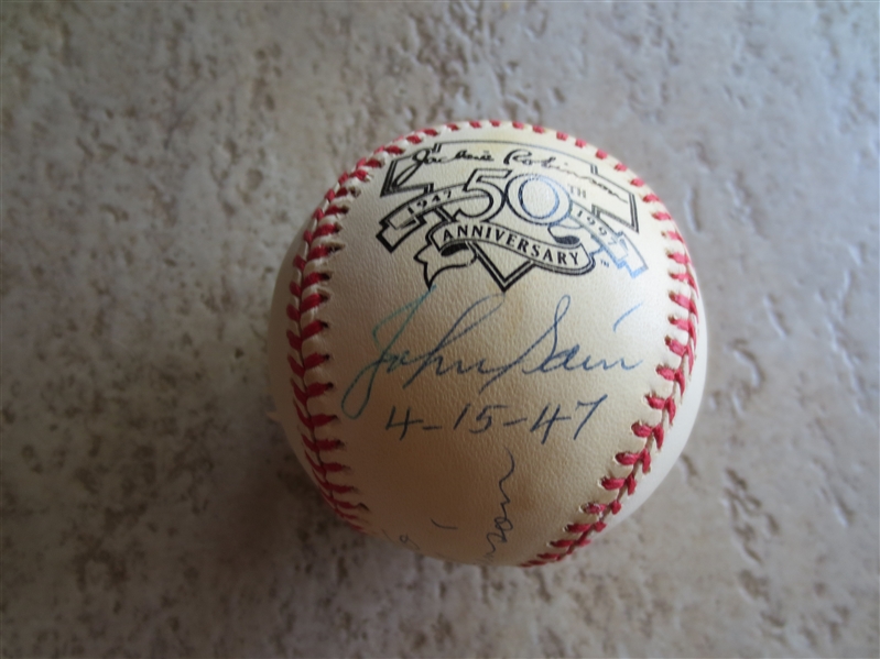 Autographed Johnny Sain Single Signed Jackie Robinson 50th Anniversary Baseball 