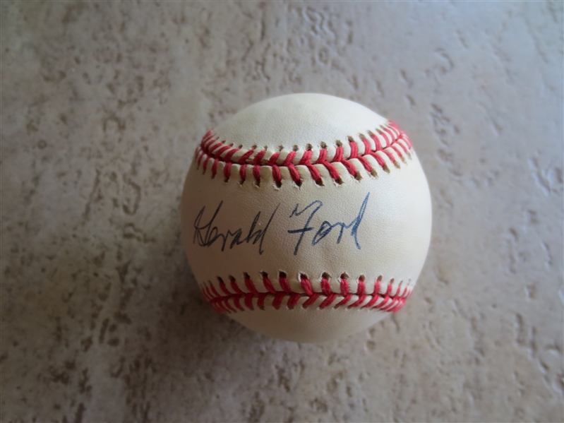Autographed Gerald Ford Official AL Baseball signed on the sweet spot