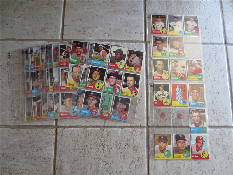 (140) different 1963 Topps Baseball Cards in Very Nice Condition!