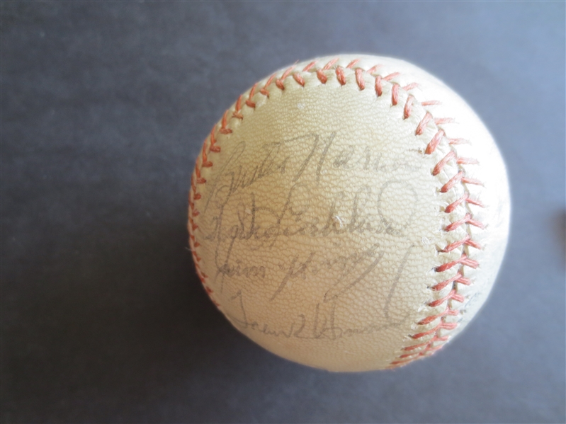 Autographed Baseball with 18 signatures including Gil Hodges on the sweet spot     1
