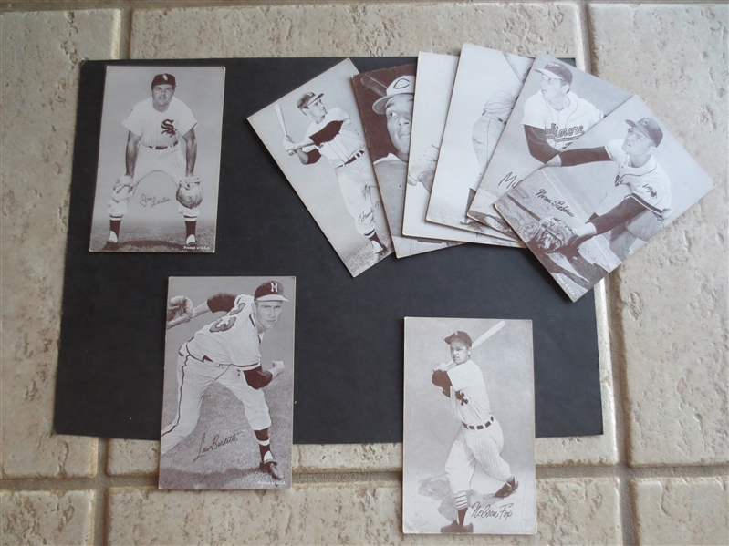 (9) different 1962 Red Stat Back Exhibit Baseball Cards including Nelson Fox