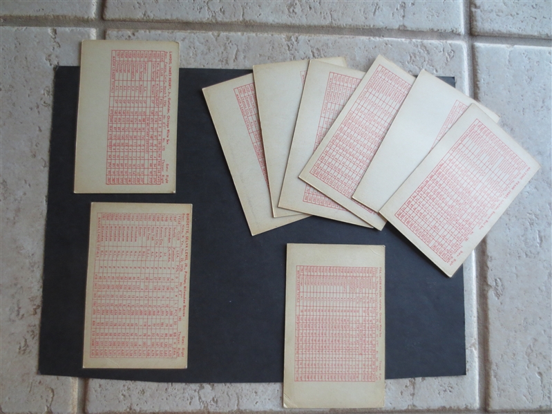 (9) different 1962 Red Stat Back Exhibit Baseball Cards including Nelson Fox