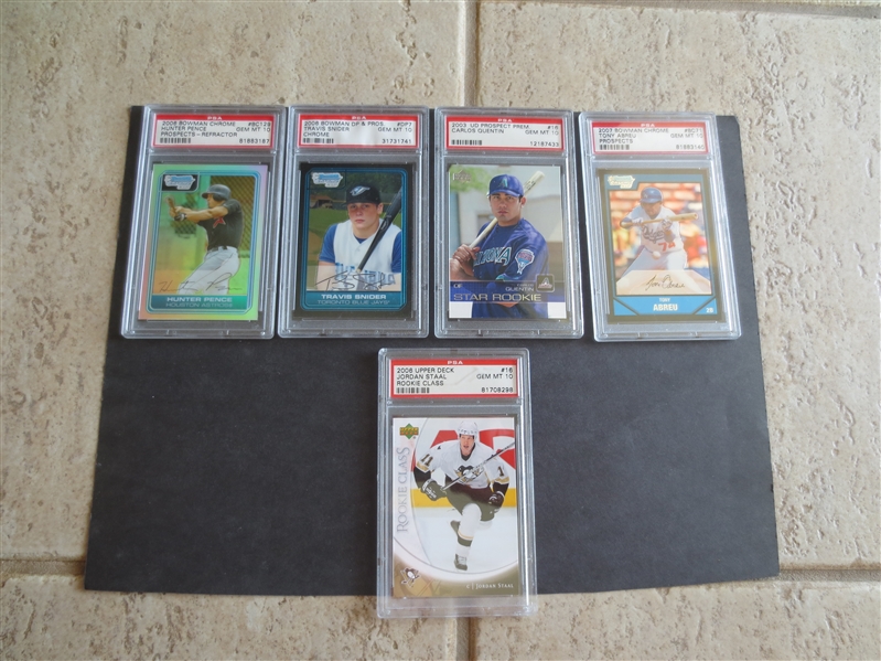 (5) different PSA 10 GEM MINT Baseball and Hockey Cards