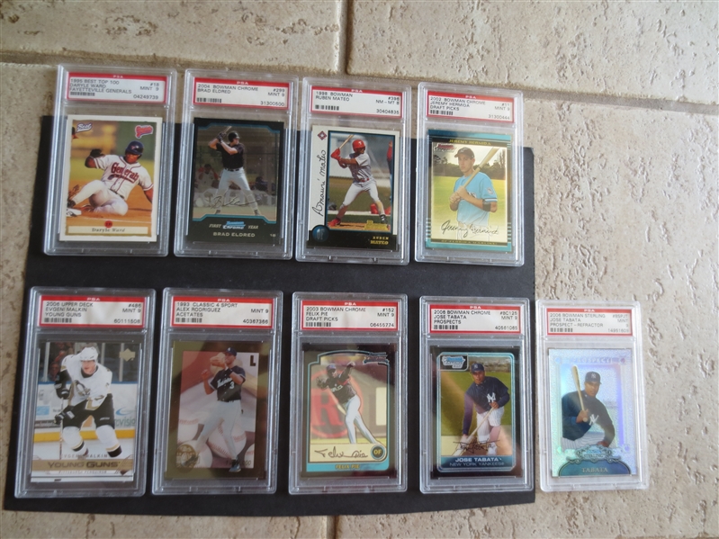 (9) different PSA 9 MINT Baseball Cards including Alex Rodriguez