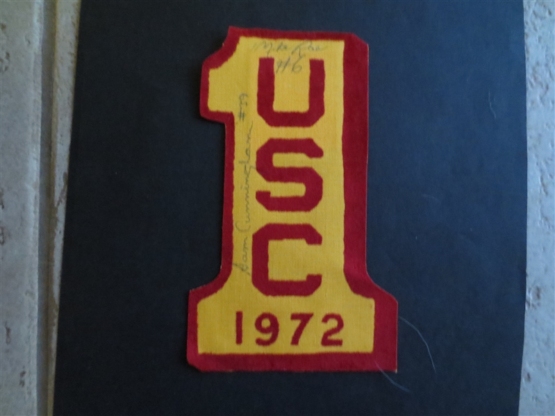 Autographed Sam Cunningham and Mike Rae 1972 USC Football Fabric