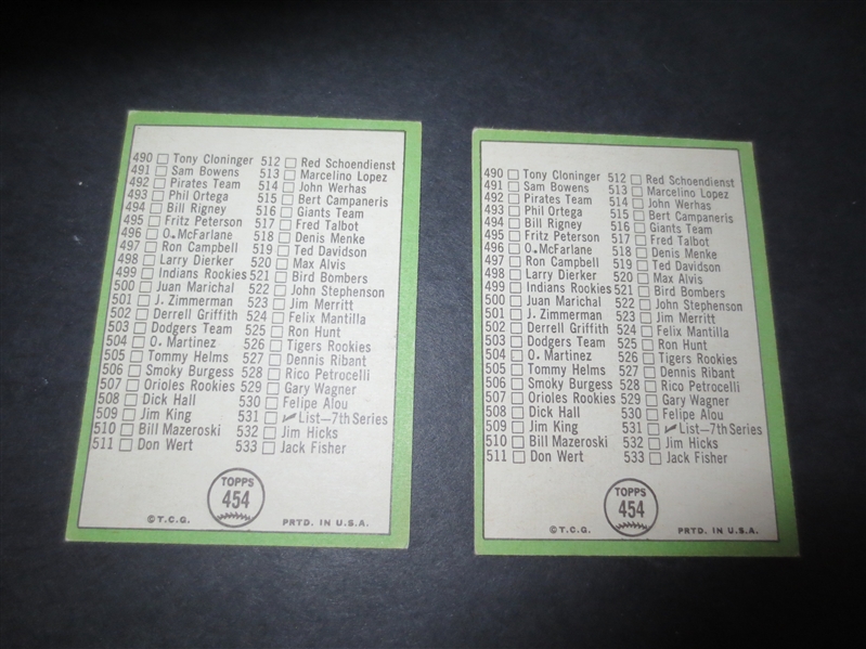 (2) 1967 Topps Unmarked Checklists Baseball Cards Picturing HOFer Juan Marichal