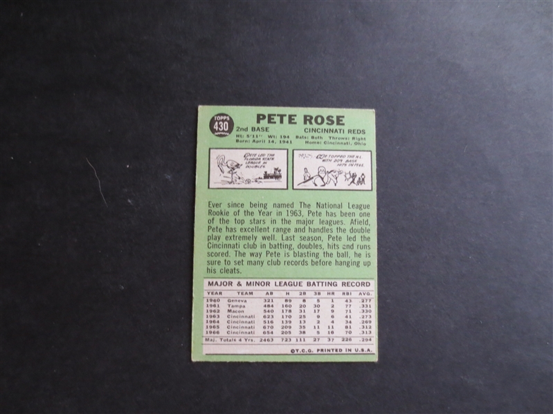 1967 Topps Pete Rose Baseball Card #430 in nice shape