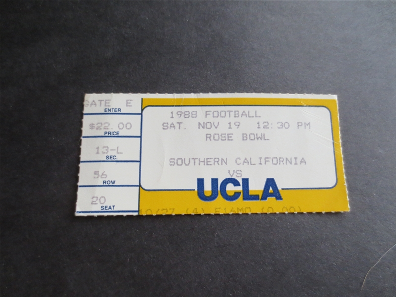 1988 UCLA vs. USC Game Football Ticket