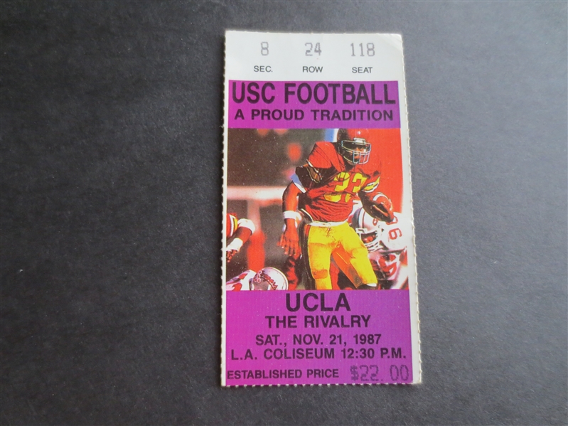 1987 UCLA at USC Football Game Ticket Picturing O.J. Simpson