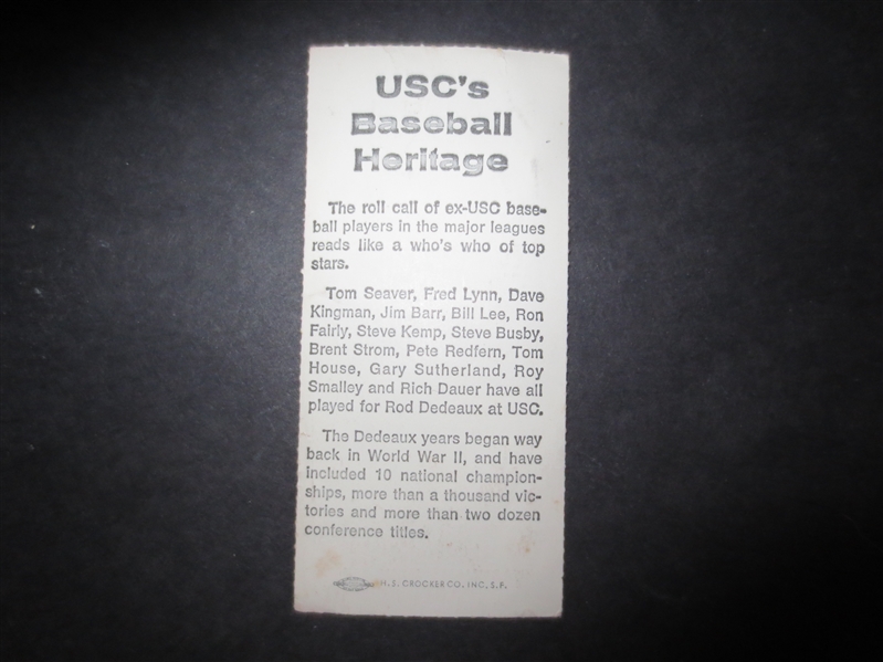 1977 Alabama at USC BASEBALL Game Ticket