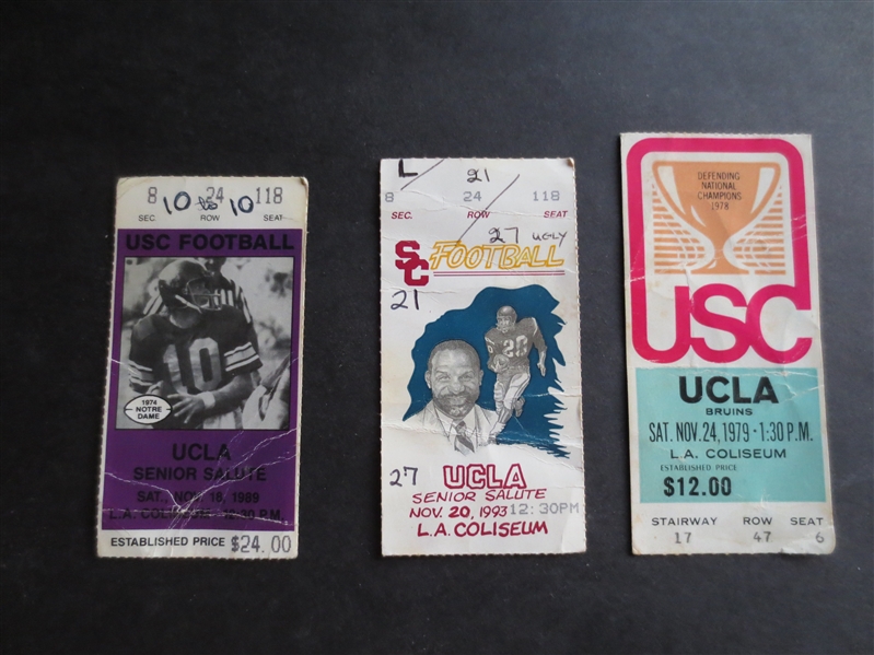 1979, 1989, 1993 USC vs. UCLA Football Game Tickets