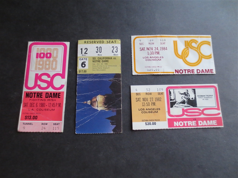 1980, 82, 84, 85 Notre Dame vs. USC Football Game Tickets