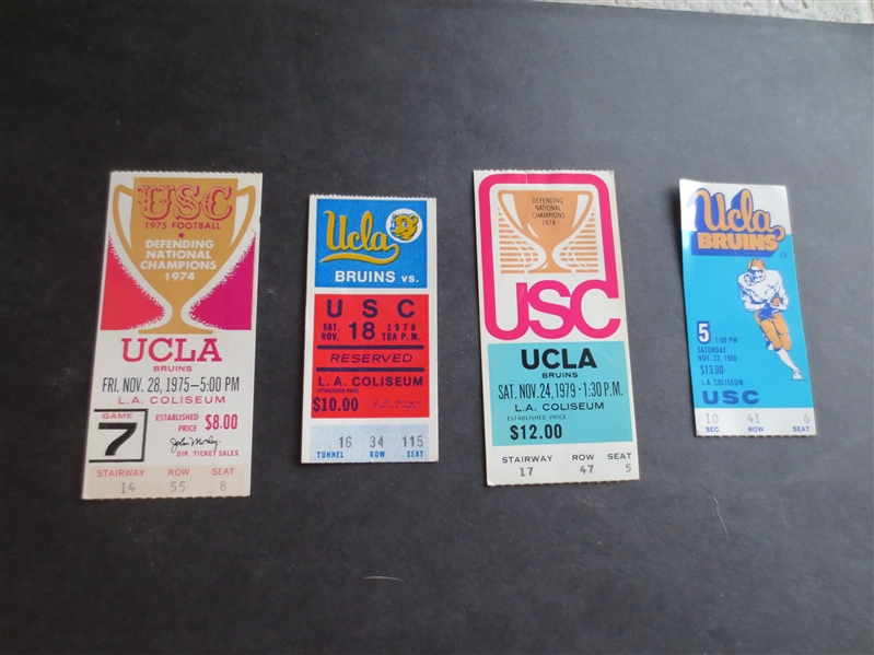 1975, 78, 79, 80 USC vs. UCLA Football Game Tickets