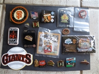 (18) San Francisco Giants Baseball Pins plus bumper sticker
