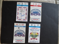(4) Los Angeles Dodgers Opening Day Baseball Tickets from 1985, 87, 87, and 90
