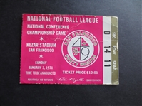 1971 NFL National Conference Championship Game Ticket  49ers vs. Cowboys
