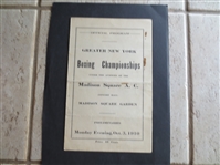 1910 Greater New York Boxing Championships Program from Madison Square Garden RARE!