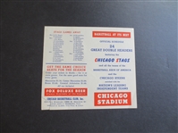 1948-49 Chicago Stags BAA Basketball Association of America Pro Basketball Schedule RARE!