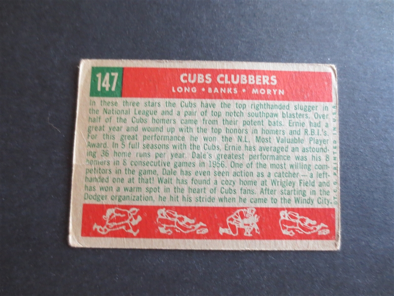 1959 Topps Cubs' Clubbers Ernie Banks Baseball Card #147 in affordable condition