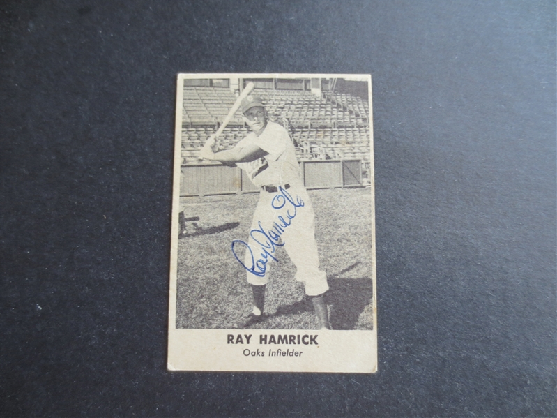 Autographed Ray Hamrick 1949 Remar Baking Oakland Oak PCL Baseball Card