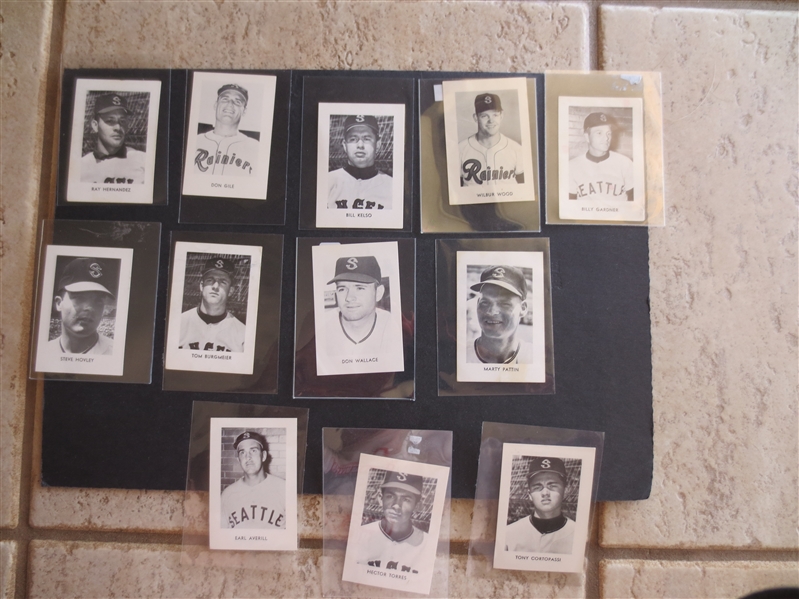 (12) different 1960's Seattle Rainiers Popcorn PCL Baseball Cards